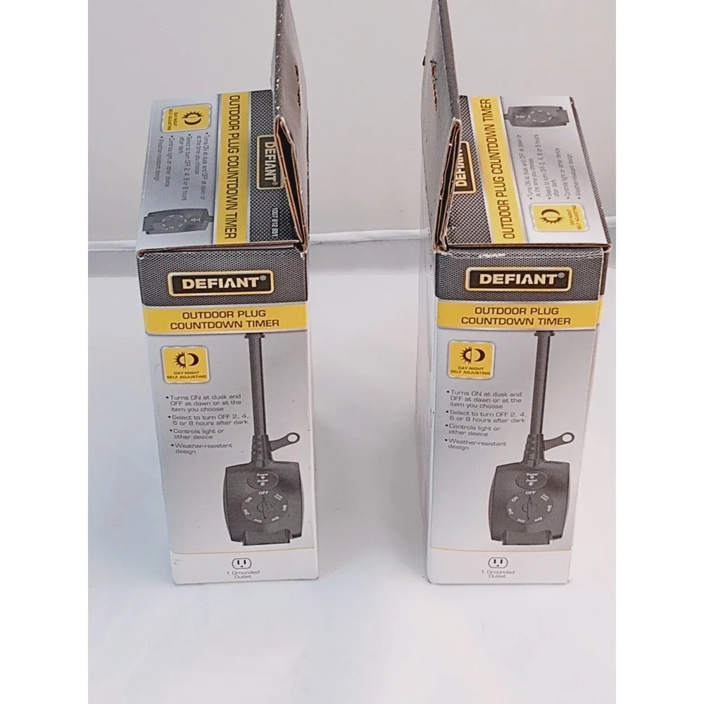 2-Defiant 15 Amp 24-Hour Outdoor Plug-In Mechanical Dusk to Dawn Countdown Timer